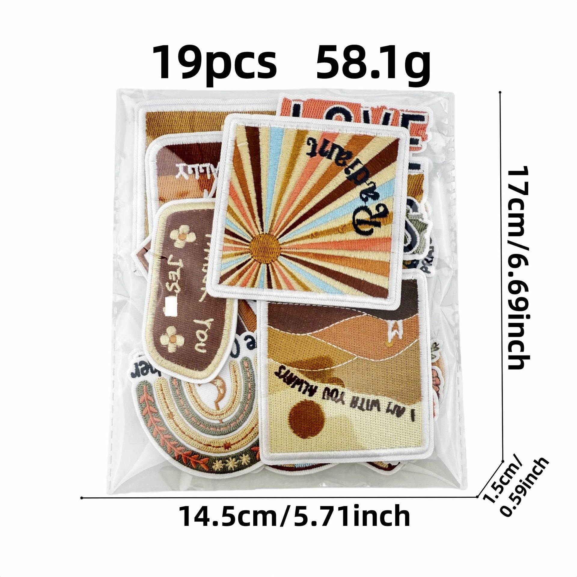 Wholesale Polyester Embroidered Patches Bohemian Cartoon English Iron On Badges For DIY Craft Supply