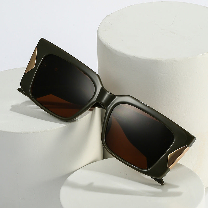 Wholesale Square Frame Personalized Wide-leg Metal Sunglasses