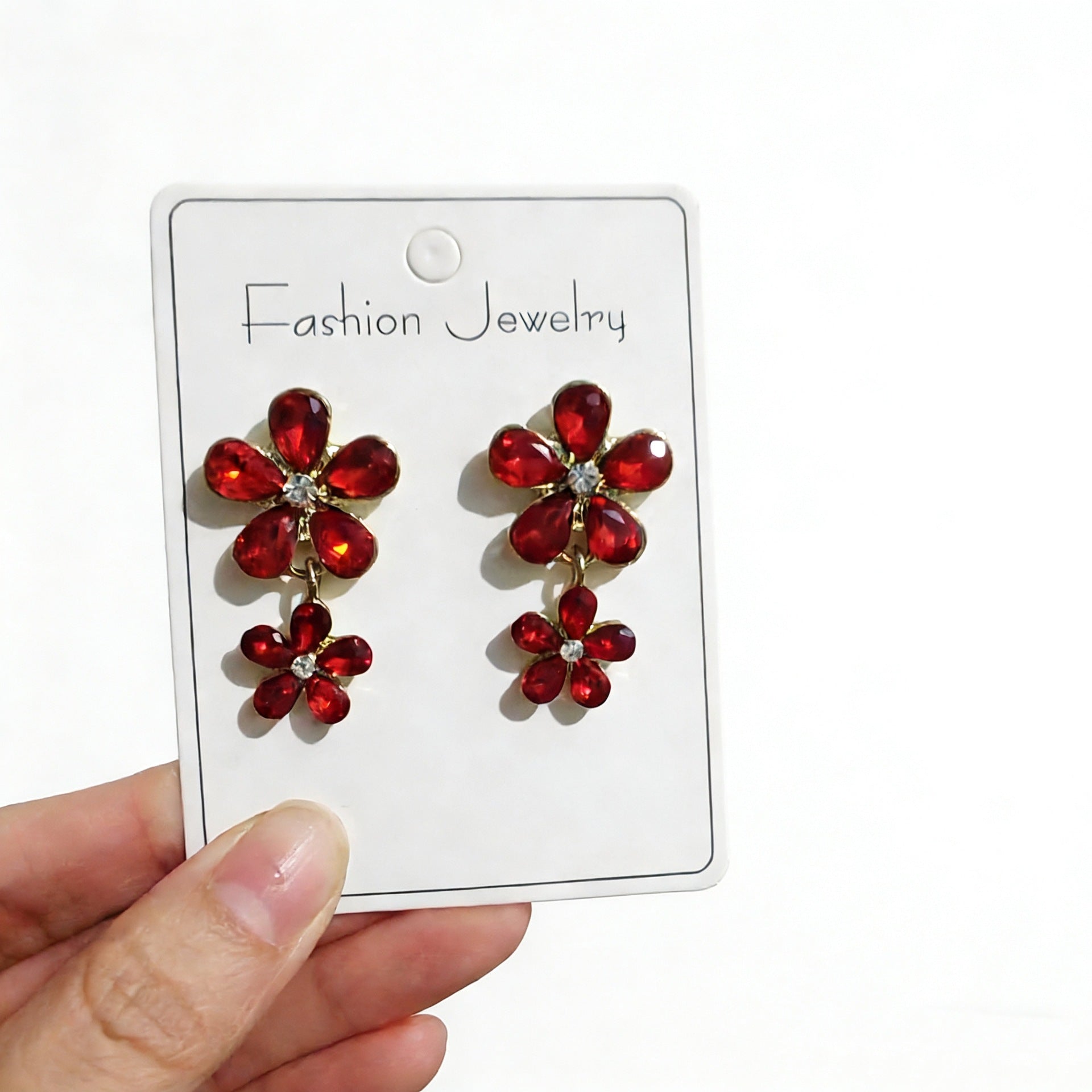 Wholesale Alloy Inlaid Zircon Flower Color Earrings