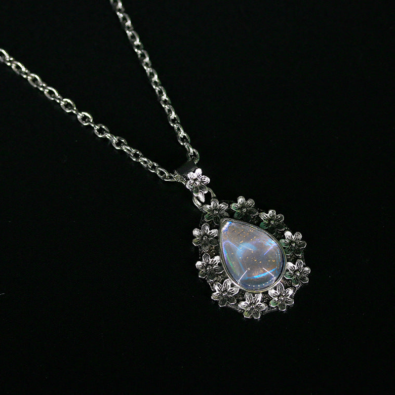 Wholesale Boho Vintage Flower Imitation Moonstone Necklace