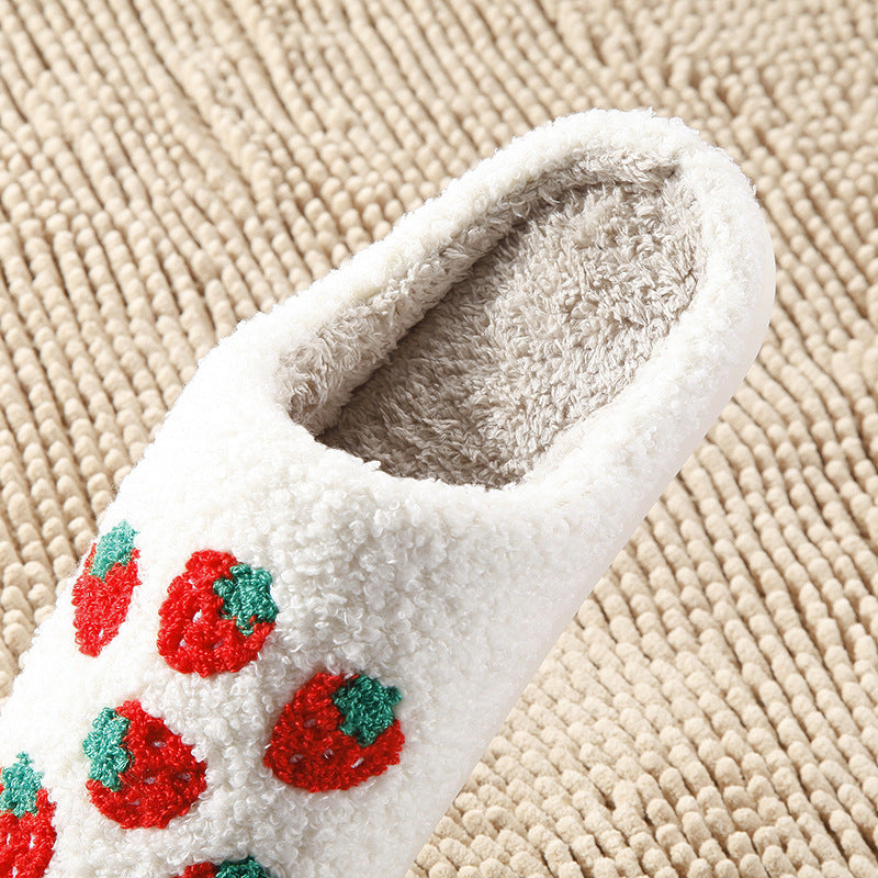 Wholesale Strawberry Warm Winter Soft Bottom Thickened Non-slip Cotton Slippers