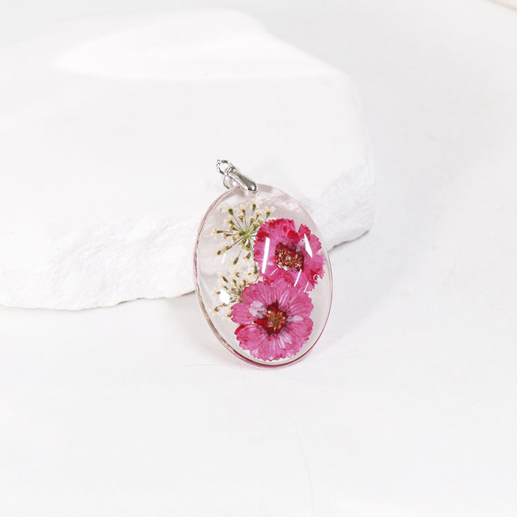 Wholesale 6pcs Resin Dried Flower Real Flower Pendant Necklace Earring Accessories