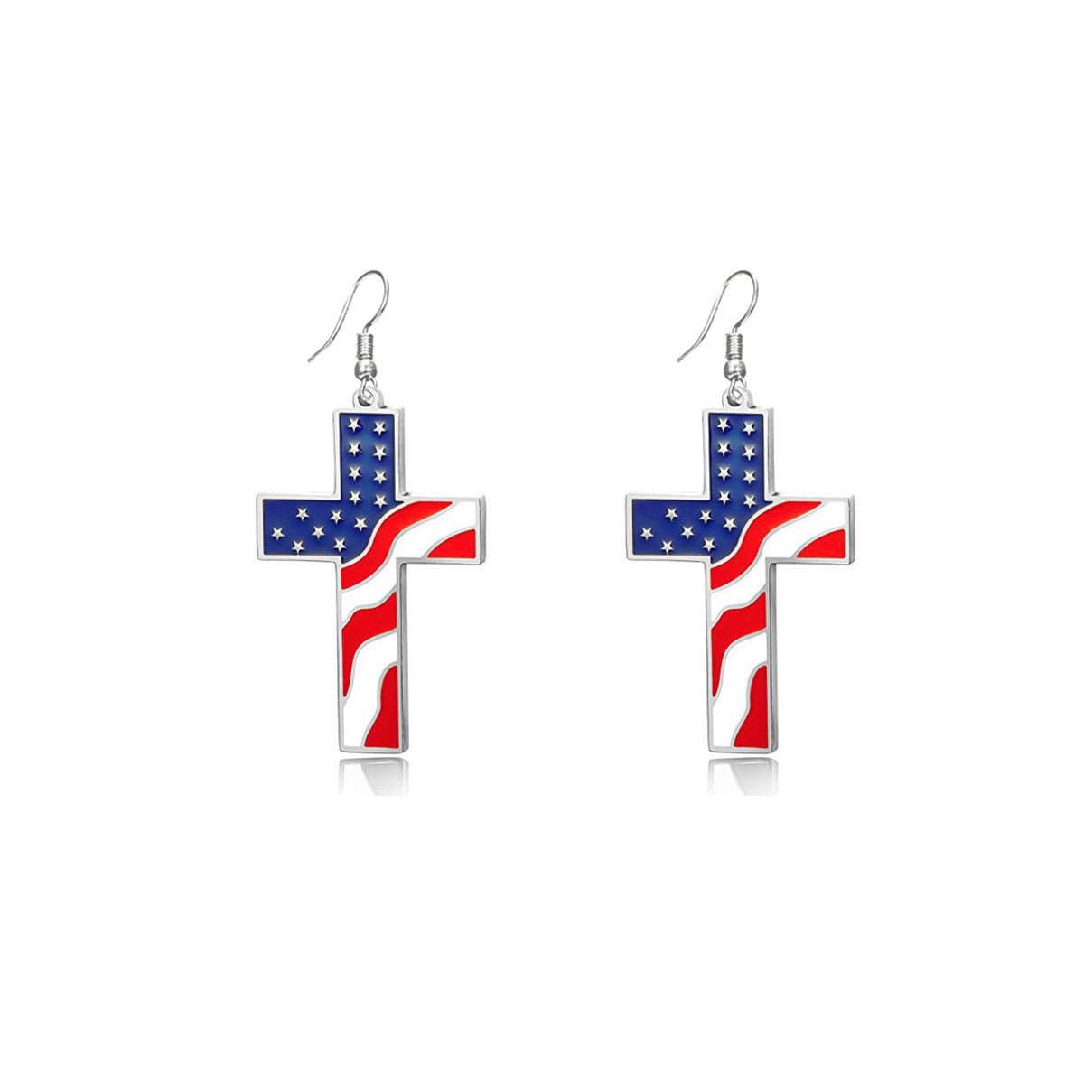 Wholesale American Independence Day Cross Earrings Necklace