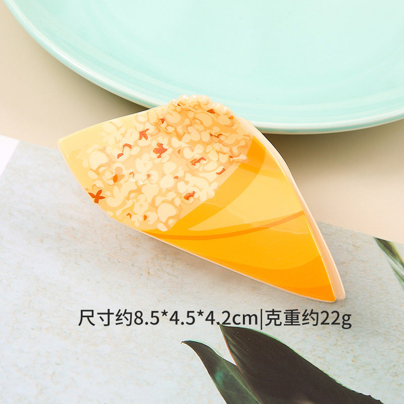 Wholesale Fun Cartoon Food Hair Clips Croissant Burger Pizza Popcorn Design PVC Hair Claw Accessory Chic Everyday Styling And Gift