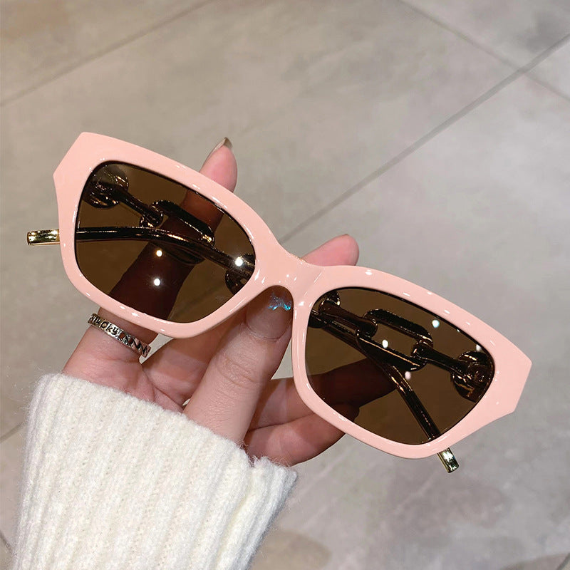 Wholesale Hip-hop temple chain sunglasses polygonal small frame sunglasses