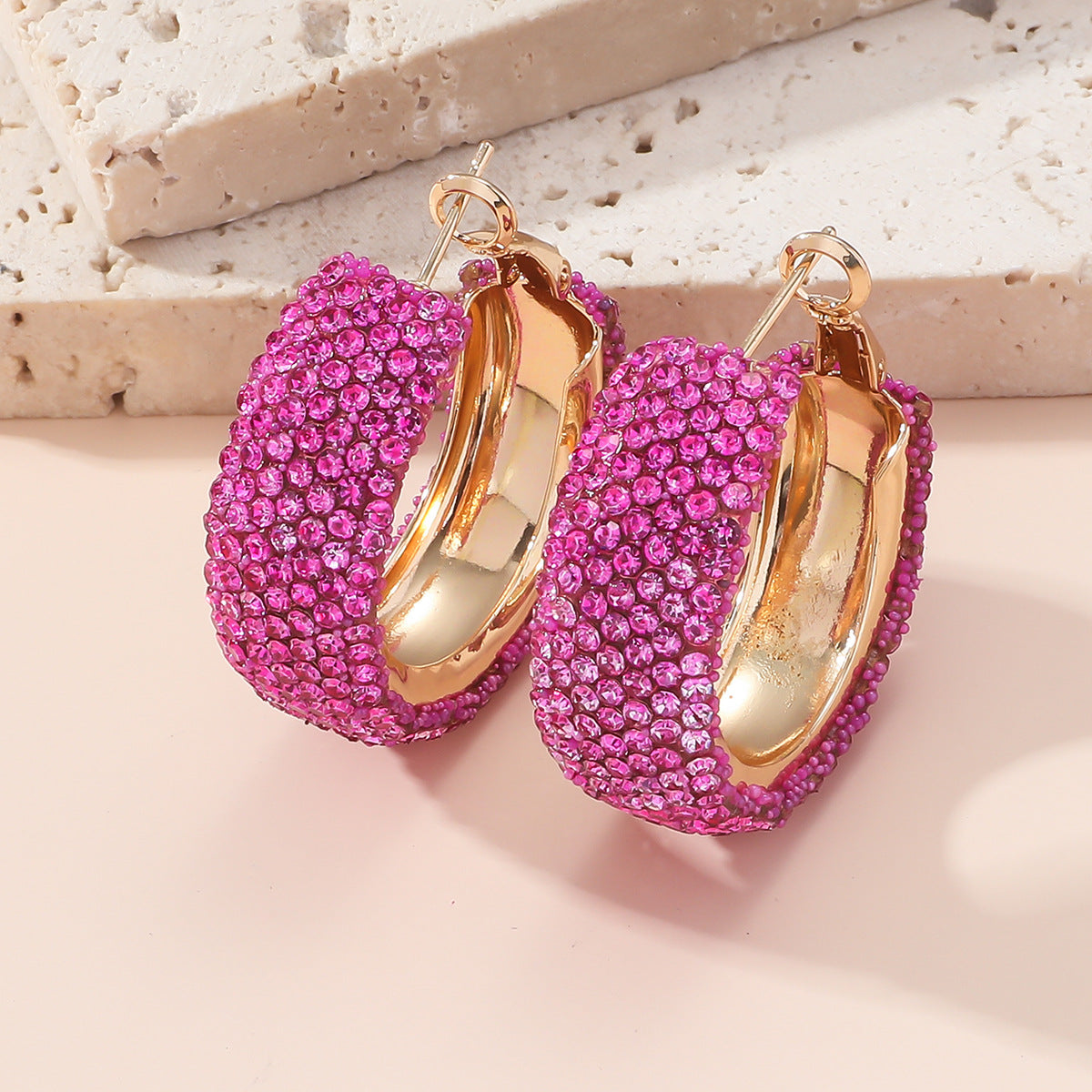 Wholesale Rainbow Colored with Diamonds Blingbling Alloy Earrings