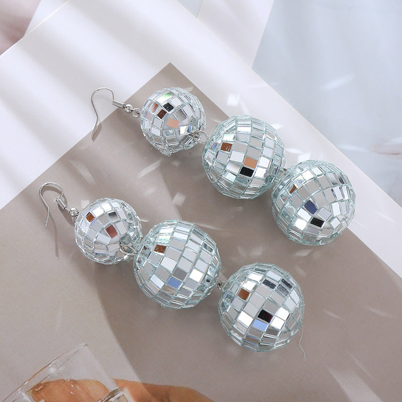 Wholesale Retro Disco Long Ball Earrings