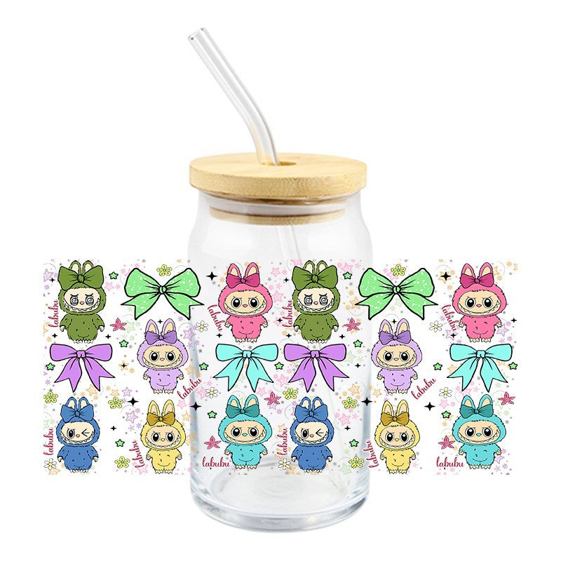 Wholesale 5pcs Colorful cute cartoon 16oz Cup UV DTF Wraps