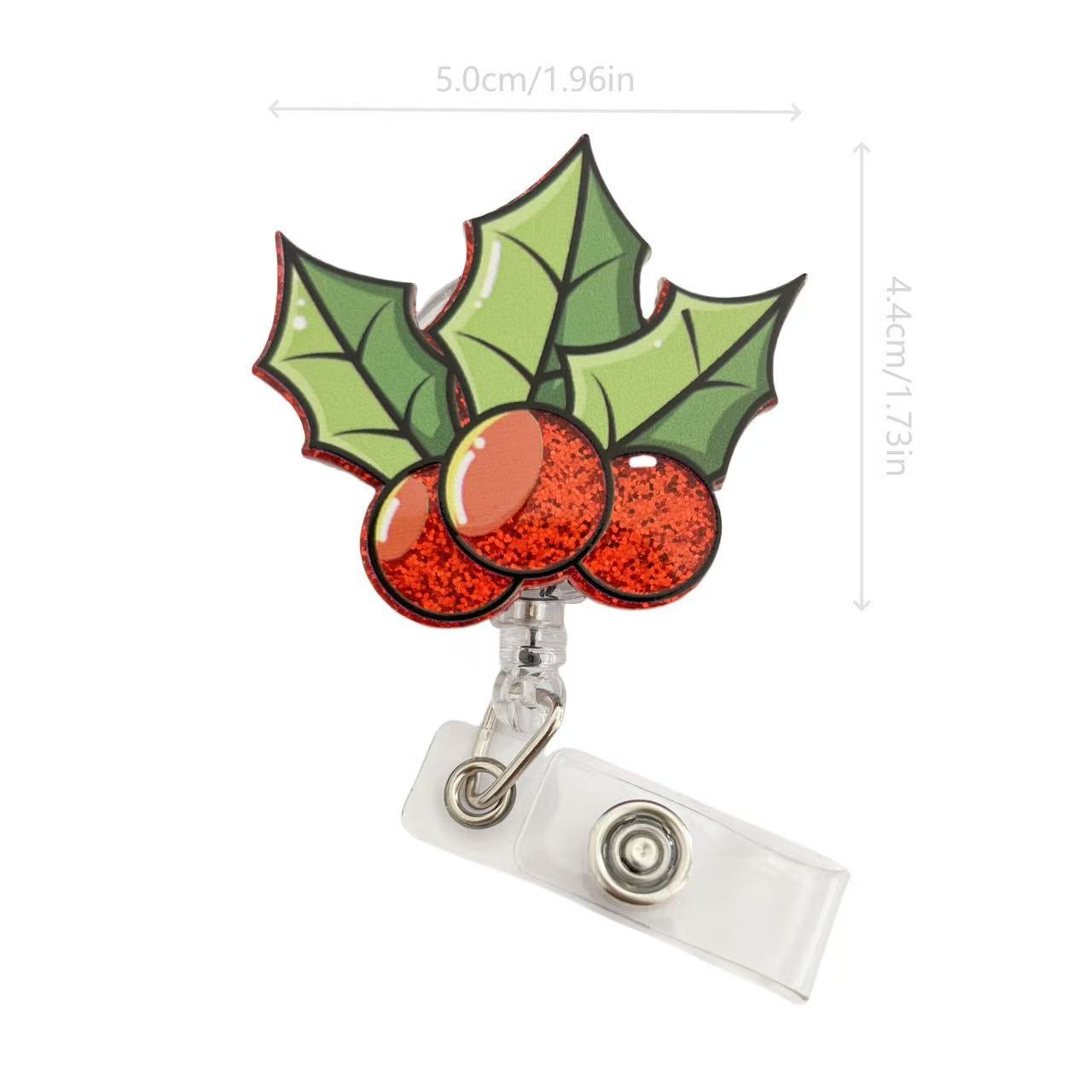 Wholesale Acrylic Christmas Cartoon Badge Clip Christmas Tree Clip Badge Reels