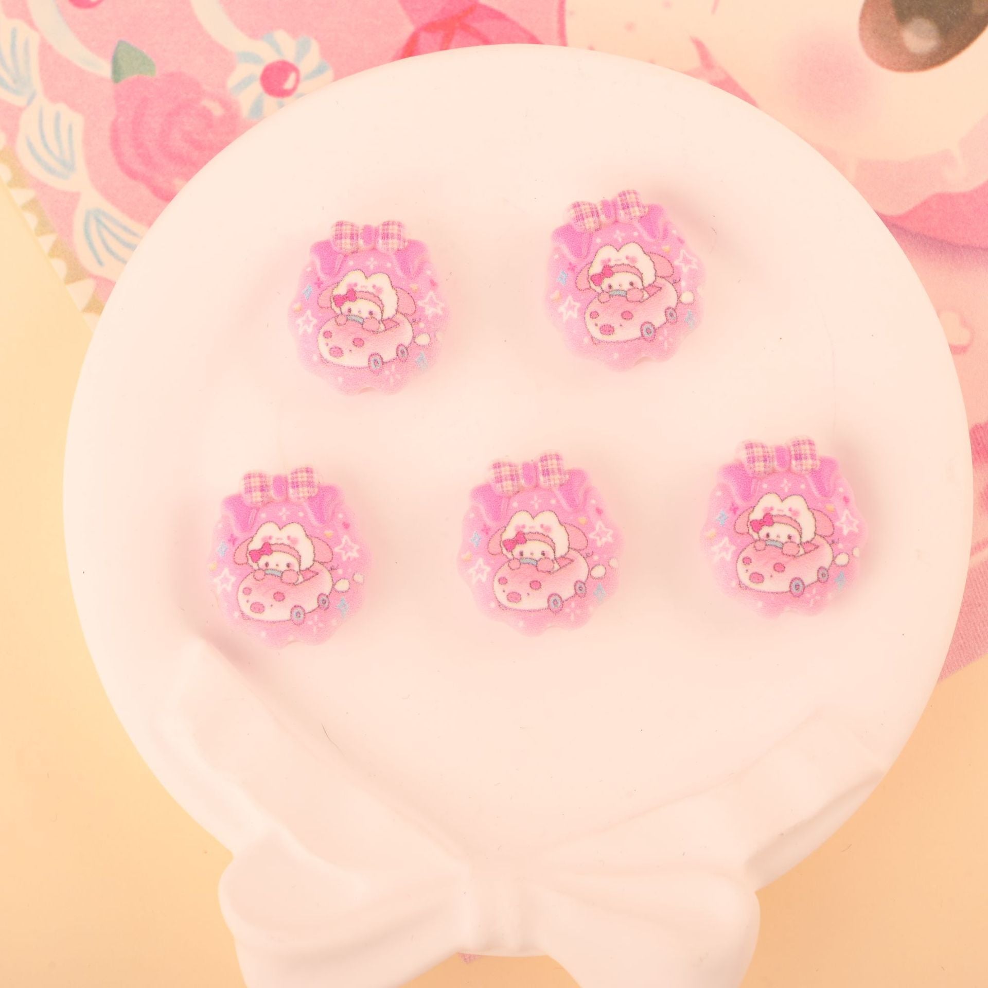 Wholesale 10pcs Acrylic pink beaded spray paint printing design OLY Exclusive