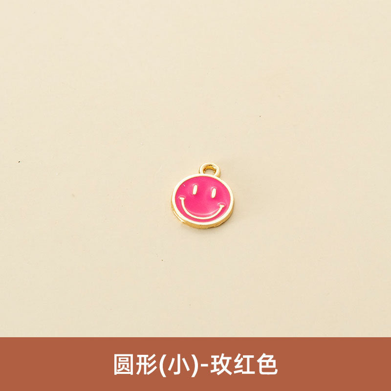 Wholesale Oil Drop Pendant Asymmetrical Funny Smiley Face Pendant Earrings Necklace Personality Pendant DIY Jewelry Accessories