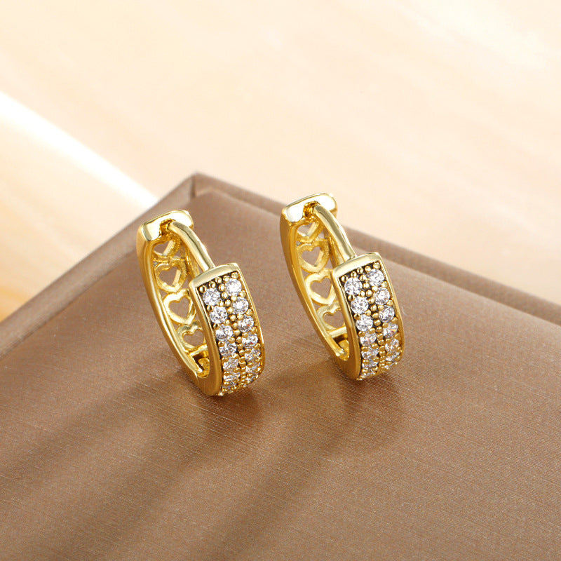 Wholesale Fashion Creative Geometric Personality Double Row Diamond Compact Alloy Earrings