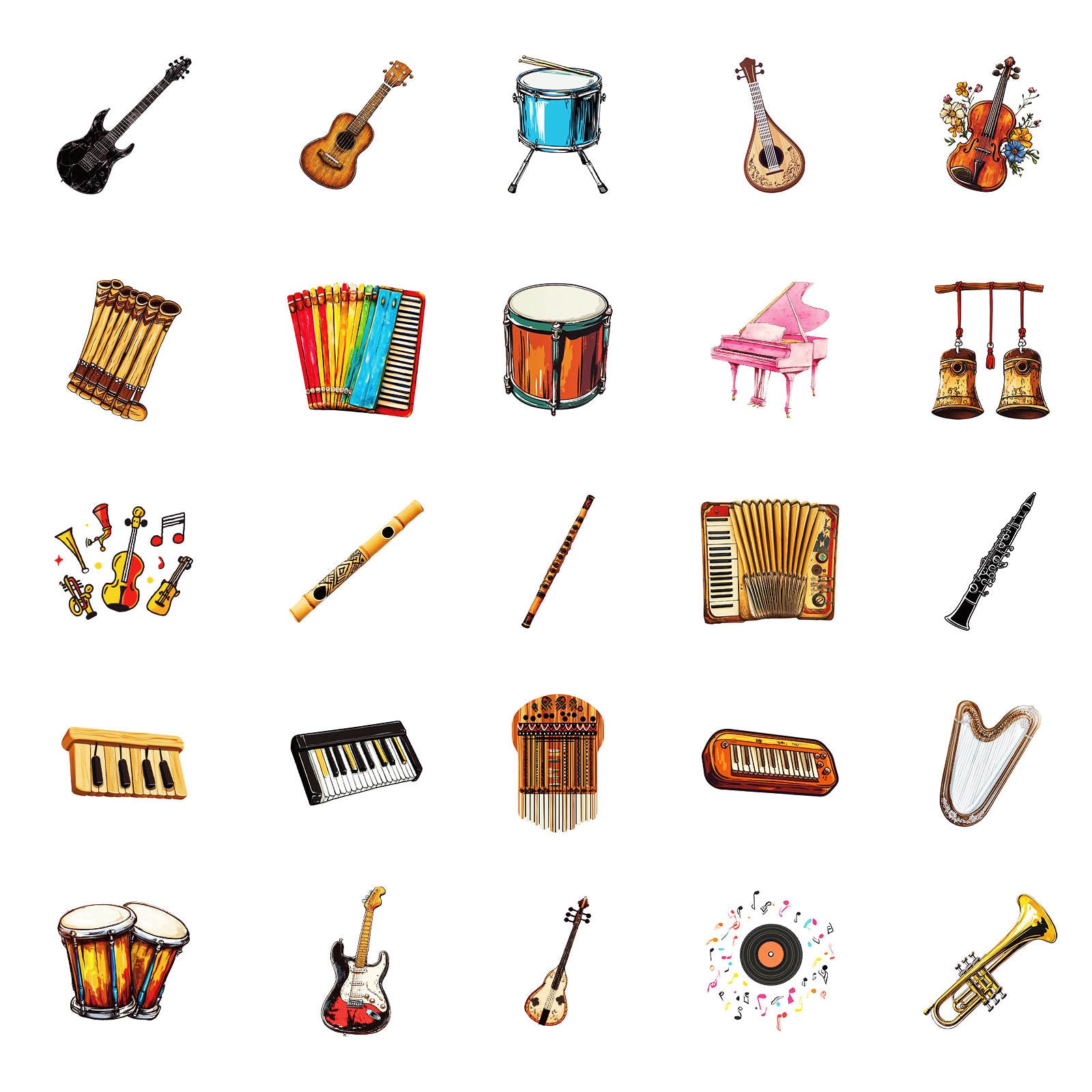 Wholesale 50pcs Musician Series Musical Instrument Mix-and-Match Graffiti Stickers