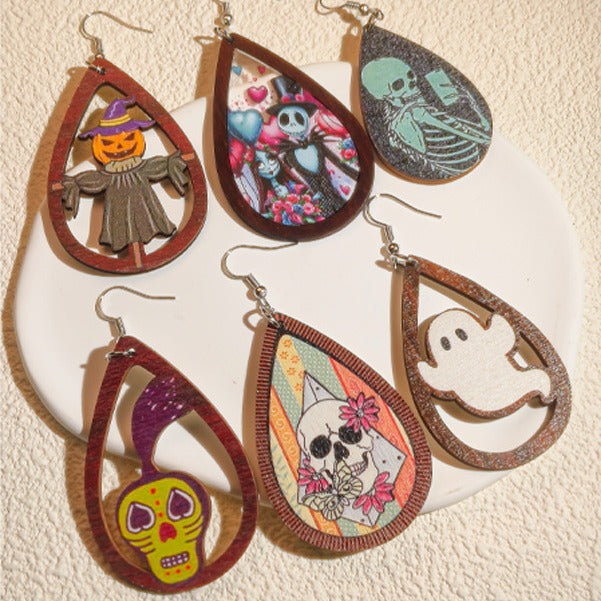 Wholesale Halloween Series Horror Ghost Bat Spider Skull Earrings