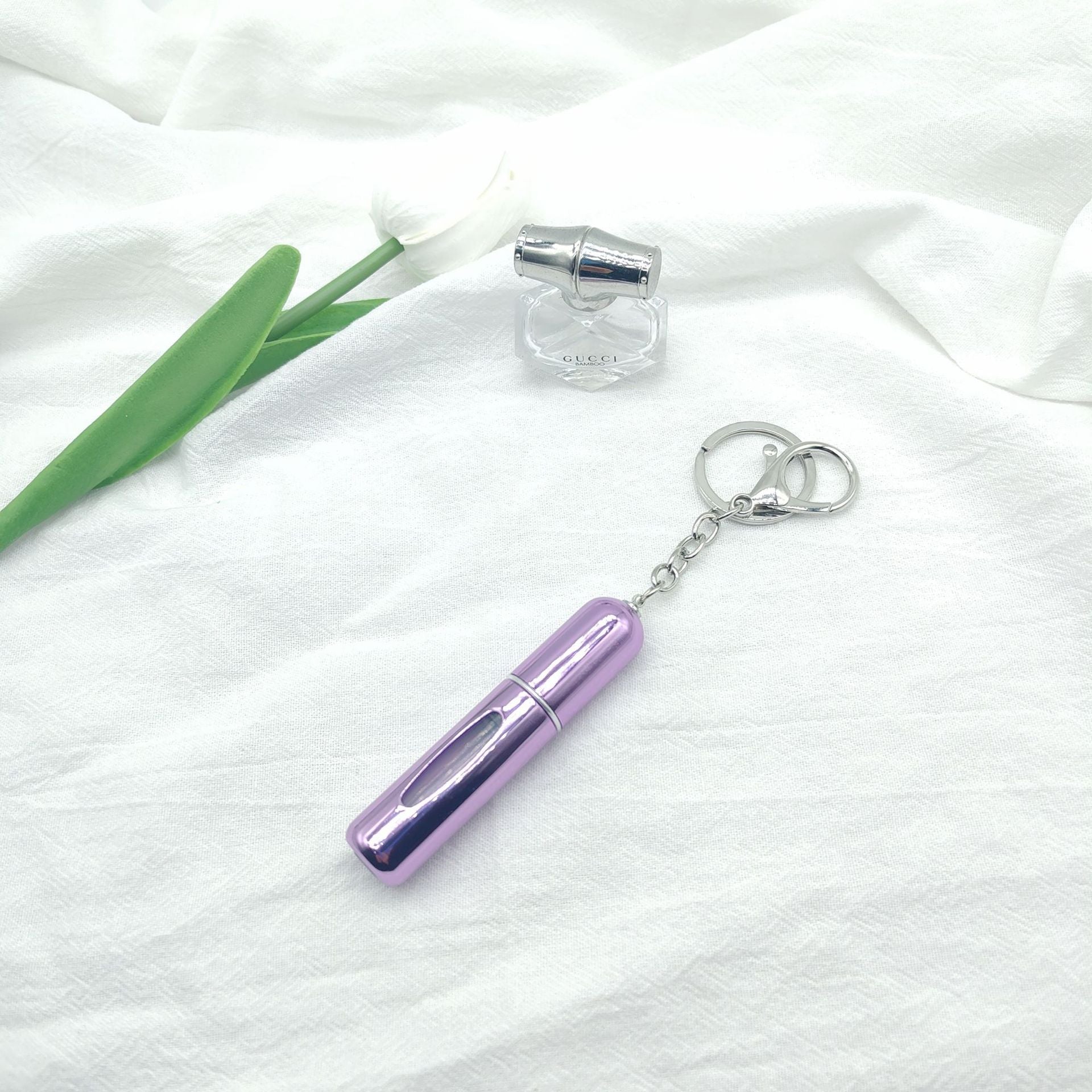 Wholesale bottom filling pump 5ml high color value sample key chain perfume bottle