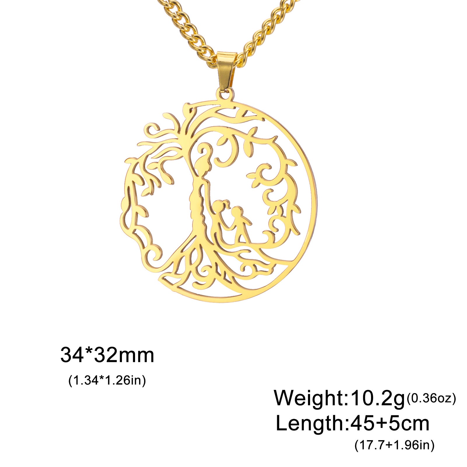 Wholesale Mother' s Day electroplated Tree of Life parent-child Stainless steel necklace
