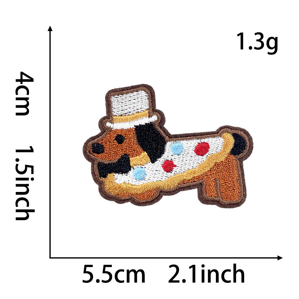 Wholesale Embroidered Self Adhesive Dachshund Dog Patch Set Cute Cartoon Design For Coats DIY Fashion Accessory