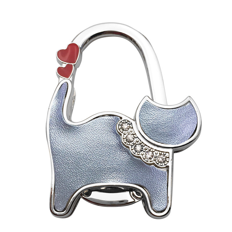 Wholesale Two-hearted Cat Bag Hanger Folding Table Lady Bag Hook