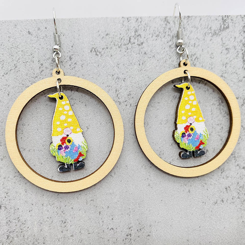 Wholesale Christmas Elk Dwarf Splice Wooden Earrings