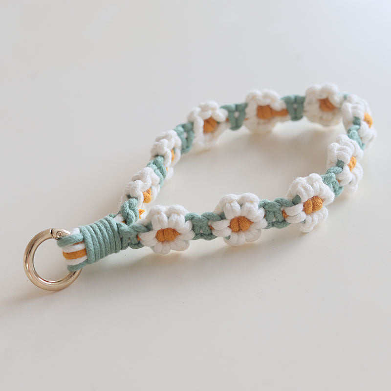 Wholesale Cotton Rope Handwoven Daisy Flower Keychain