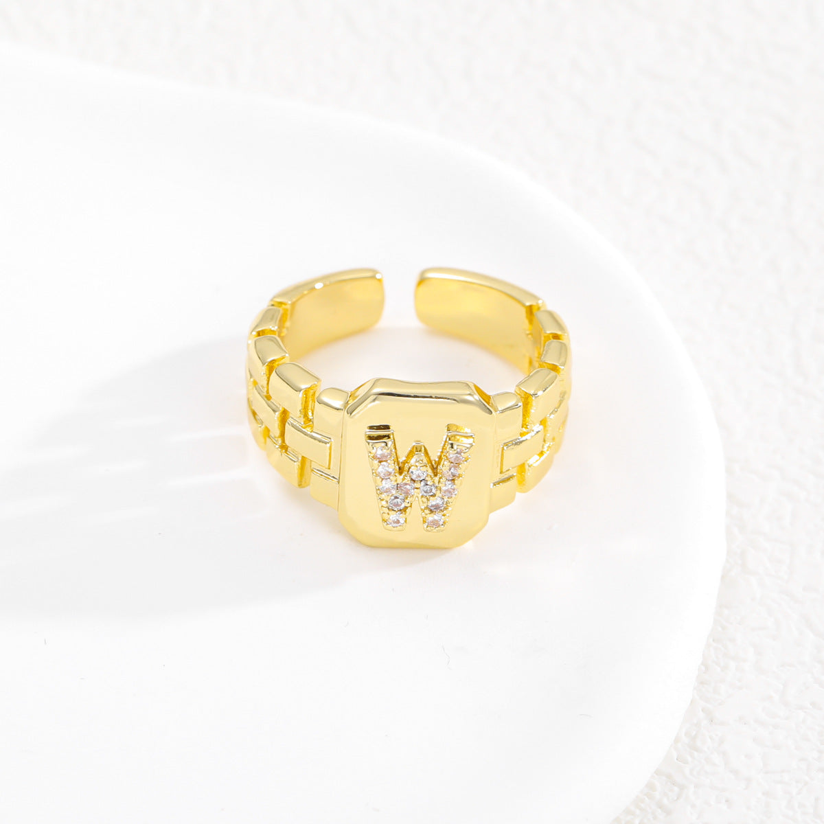 Wholesale Gold plated letter series open ring