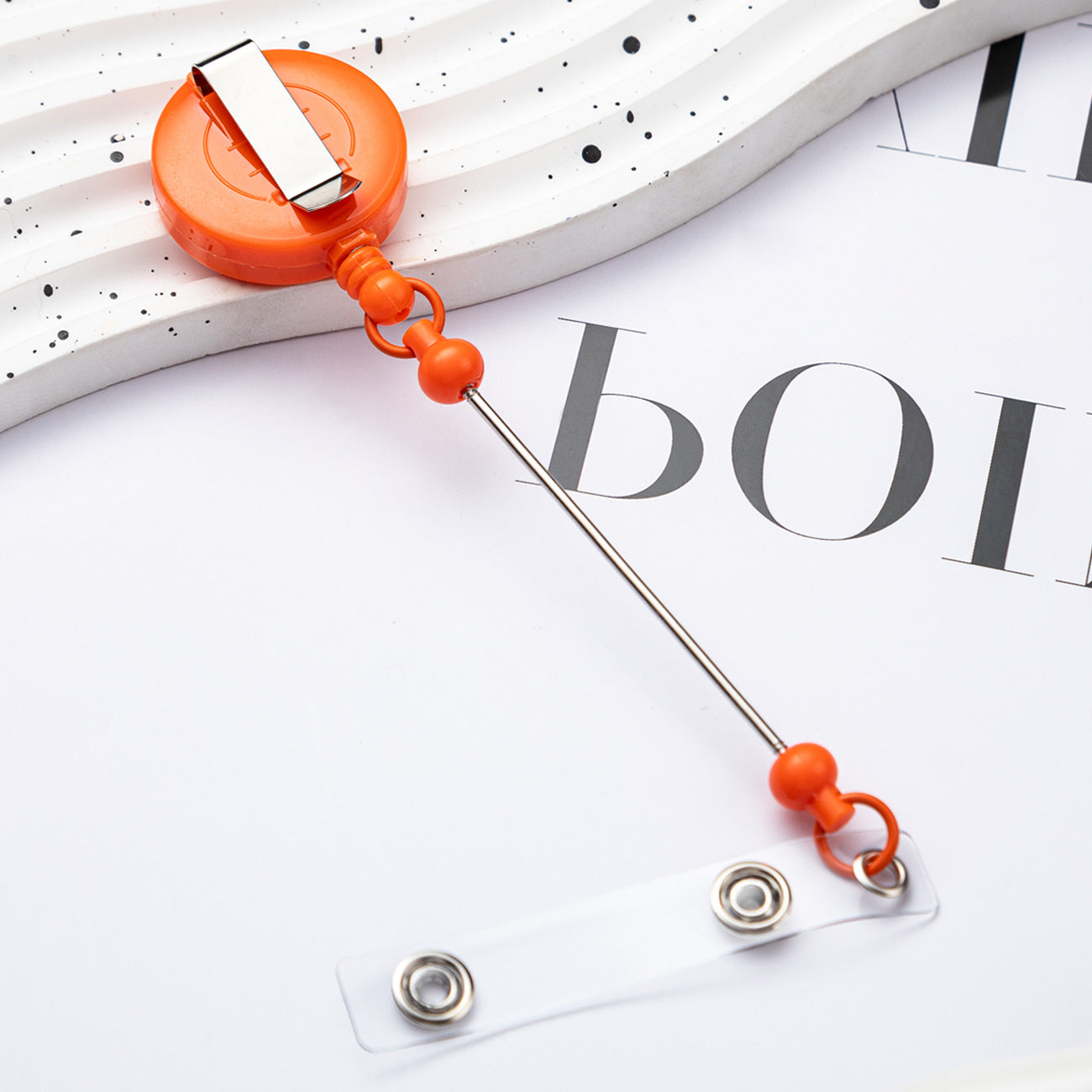 Wholesale 500pcs Badge Reels DIY Beadable Bar Retractable Keychain