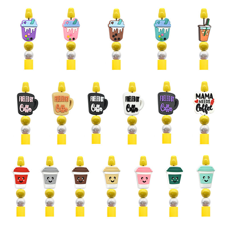 Wholesale Random 100pcs Coffee Creative Ballpoint Pen Bead