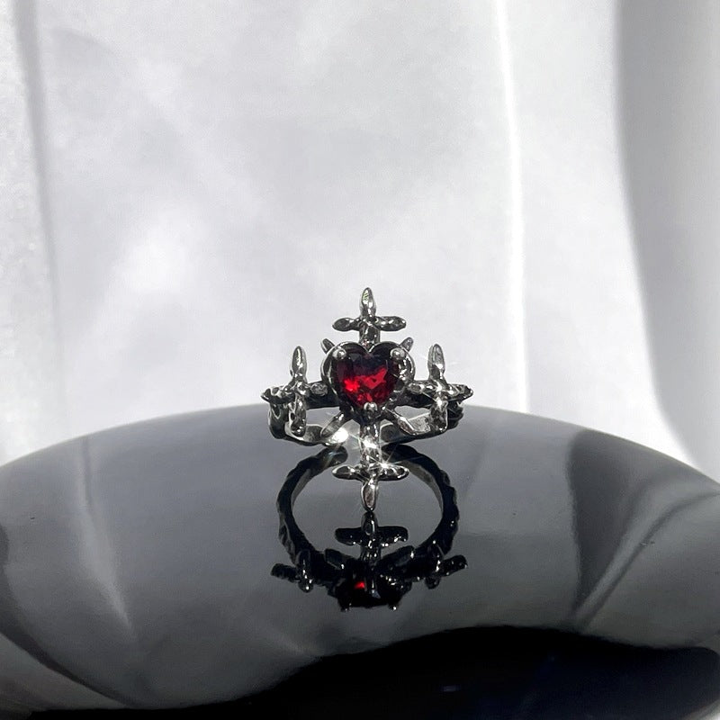 Wholesale Red enamel sweet cool punk cold style ring