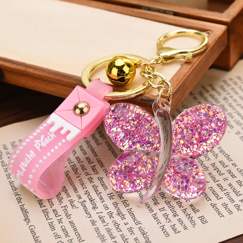 Wholesale Acrylic Butterfly Keychain with Diamonds