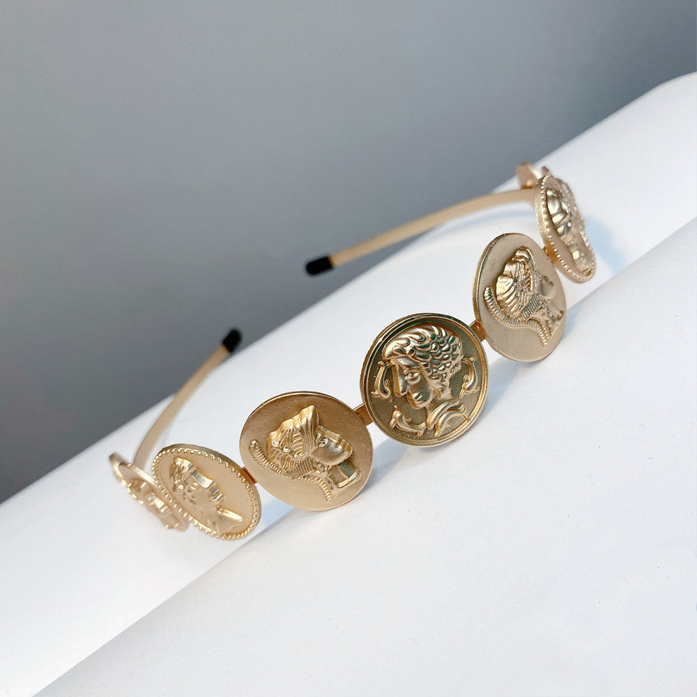 Wholesale Alloy Round Brand Gold Hairband