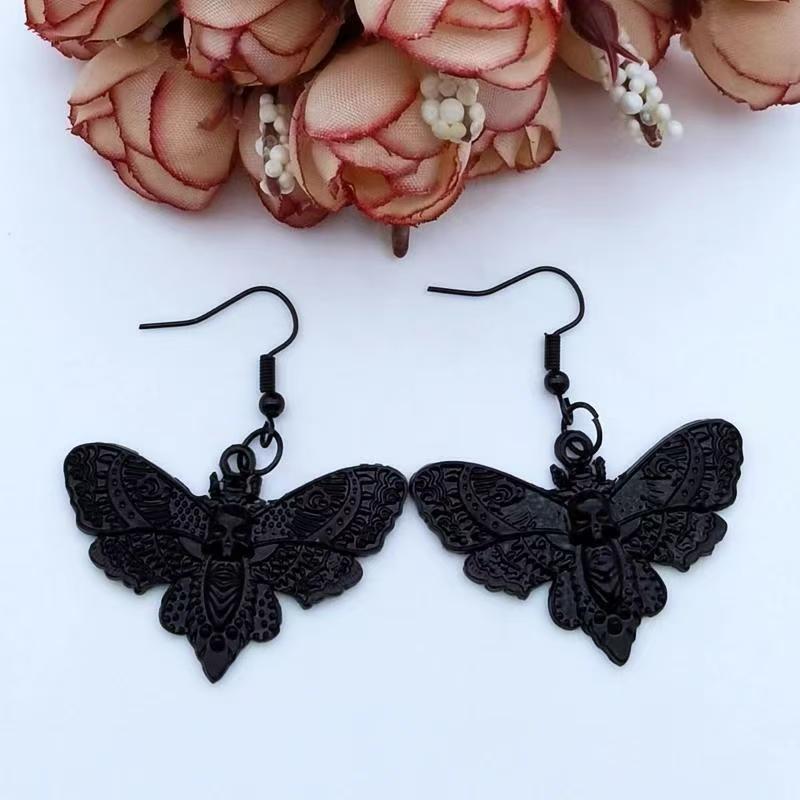 Wholesale Gothic Vintage Butterfly Moth Skull Earrings