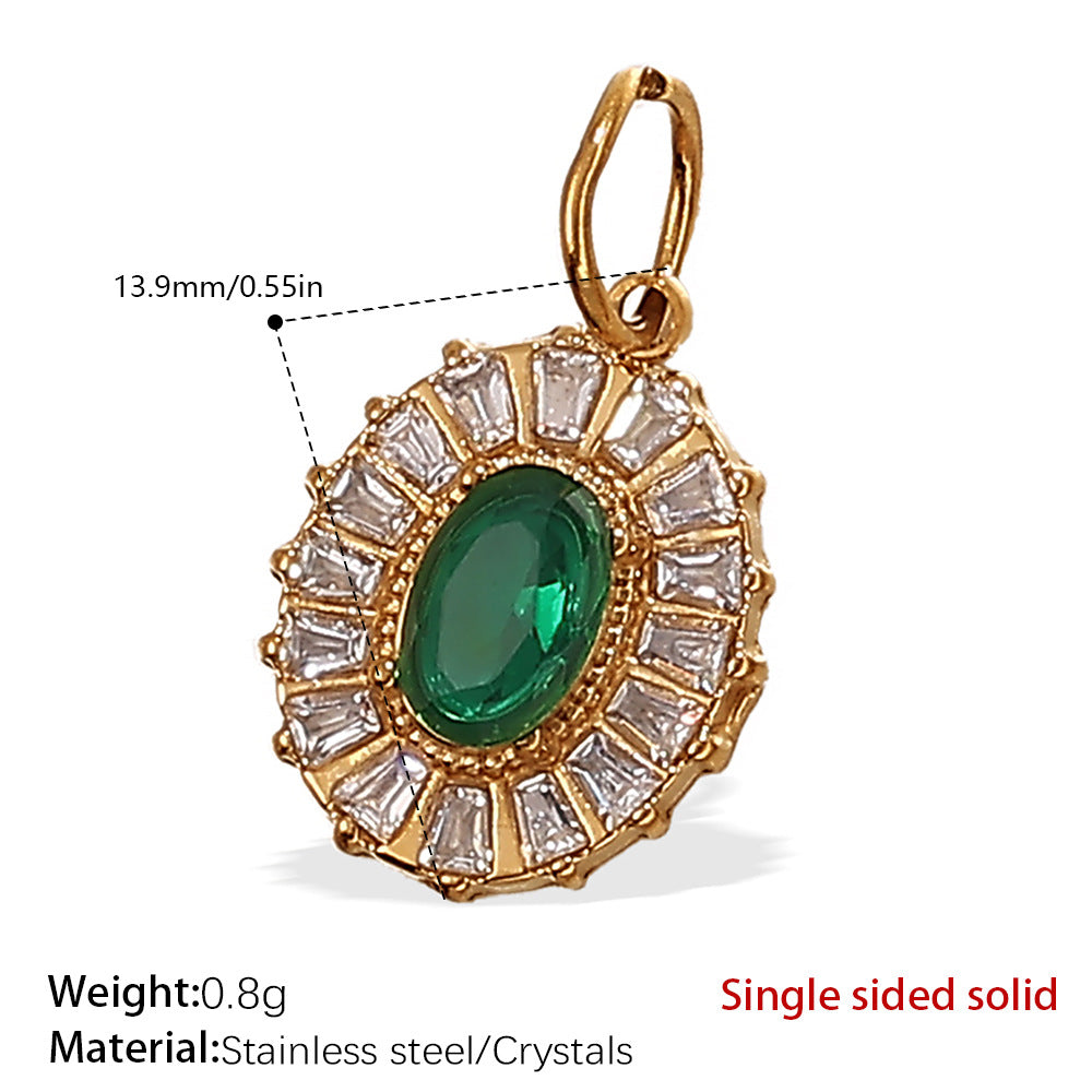 Wholesale Zircon Inlaid Starfish Round Stainless Steel Necklace Pendant