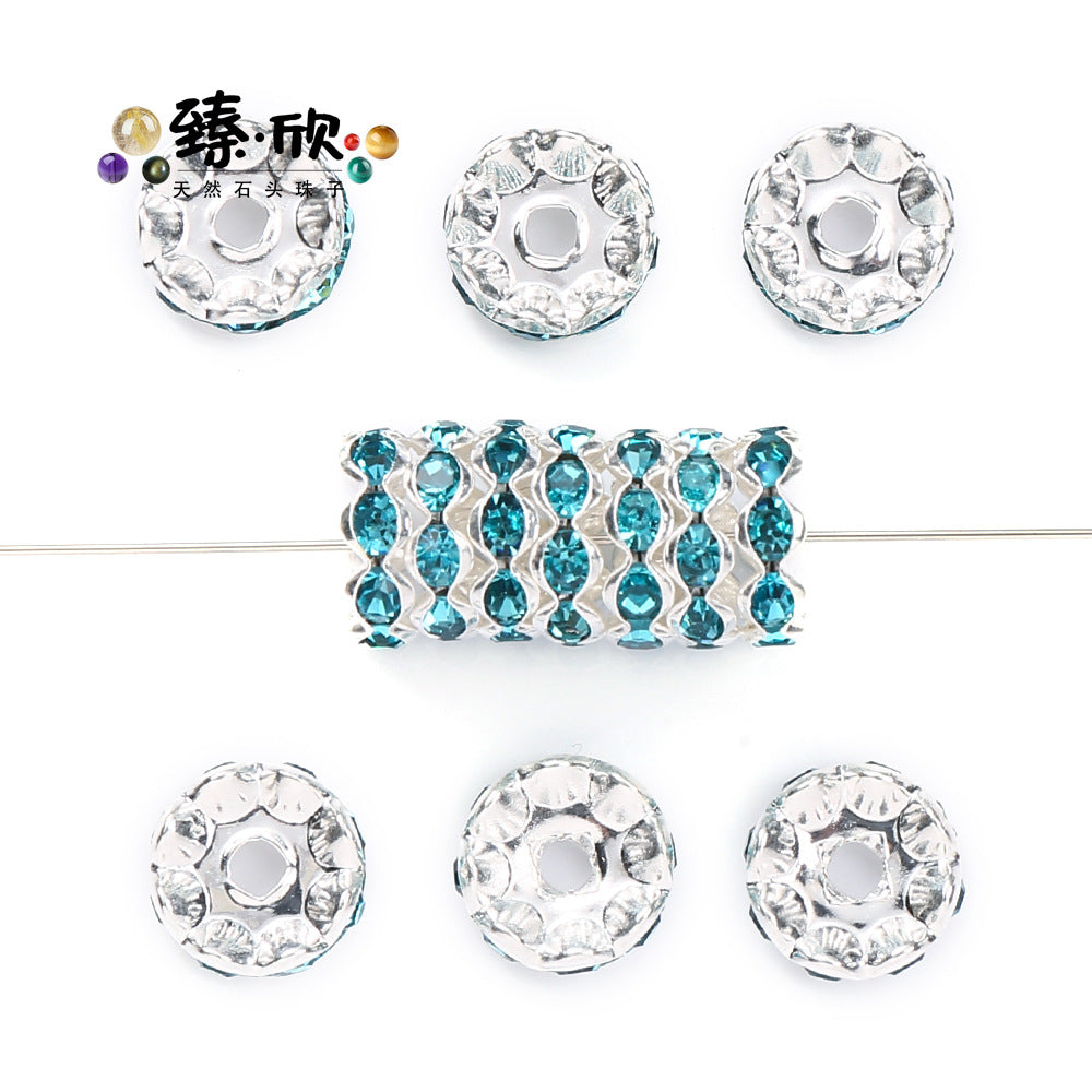 Wholesale 60pcs 12MM Color Wave Rhinestone Diamond Ring Spacer Beads