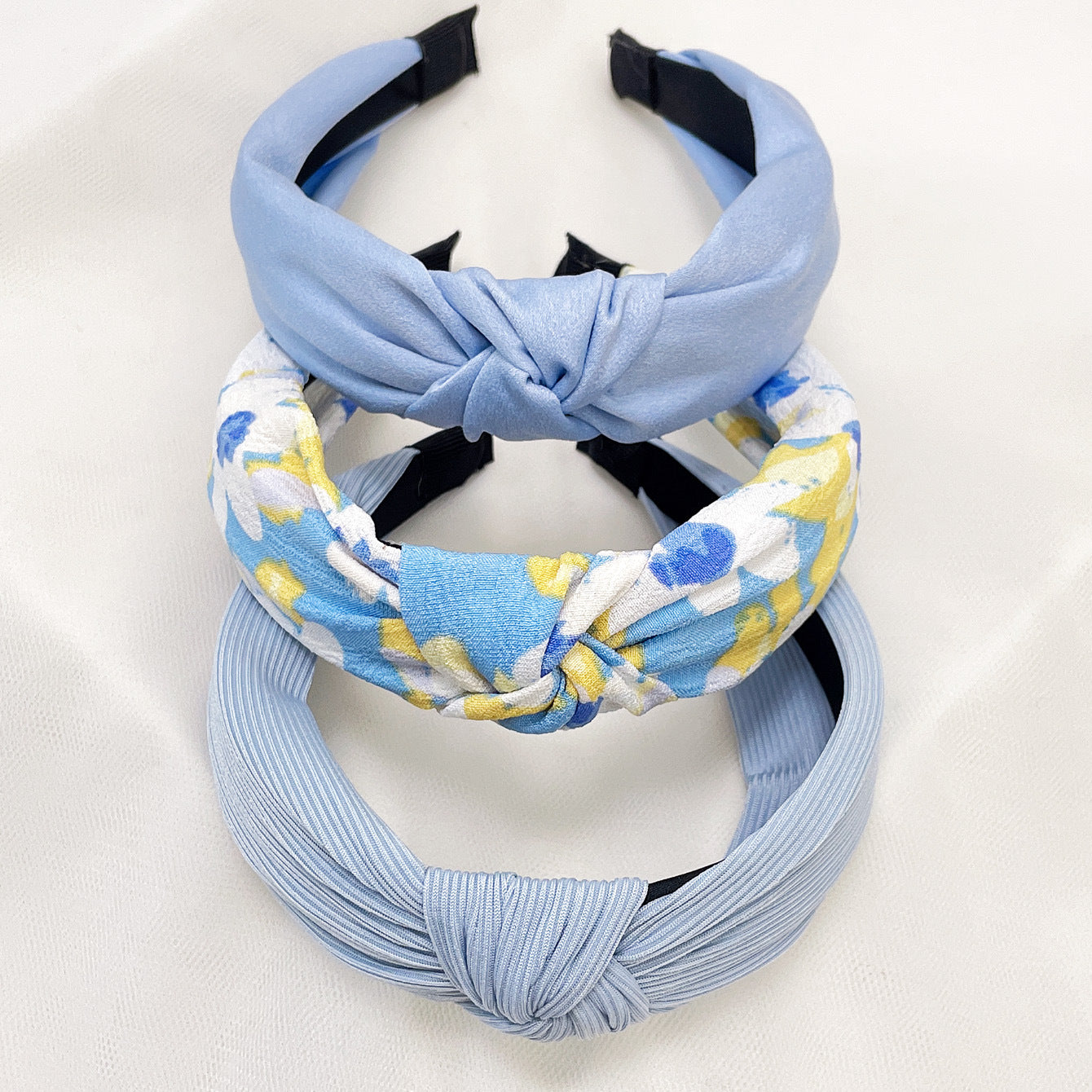 Wholesale Fabric flower cross knot wide edge headband