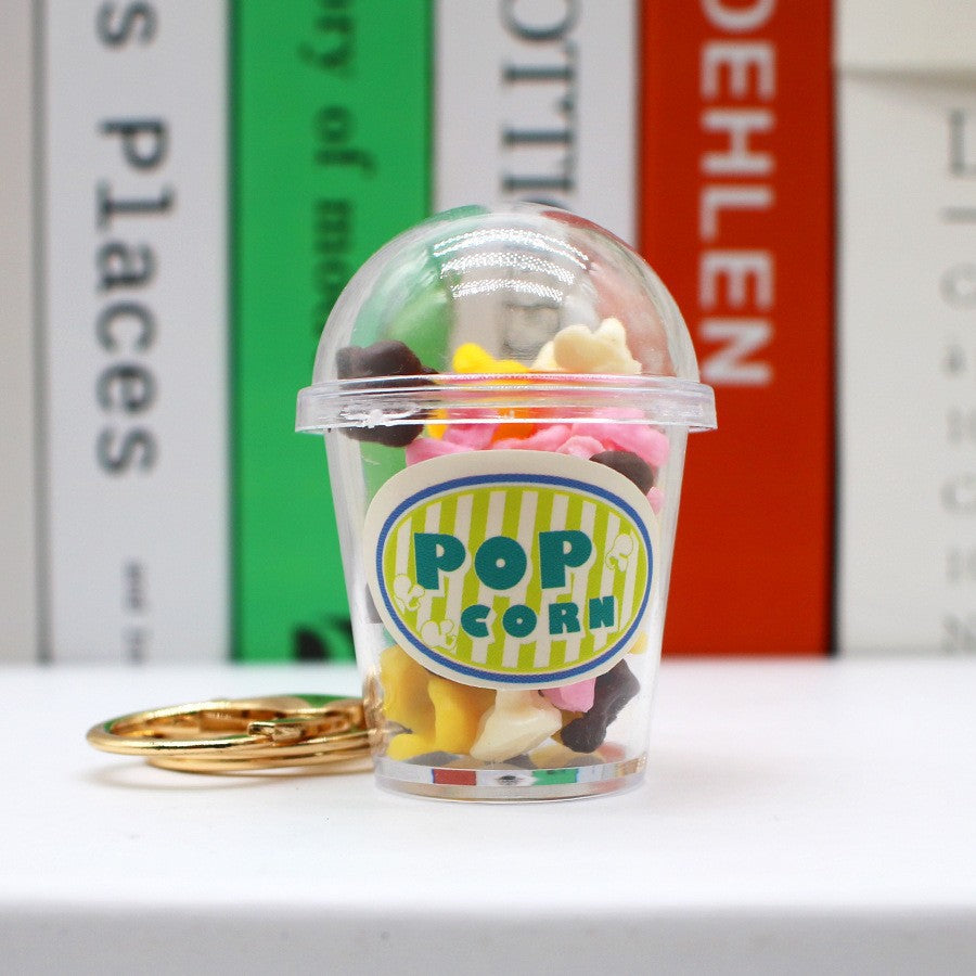 Wholesale Simulation Food Play Popcorn Cup Pendant Mini Milk Tea Cup Keychain