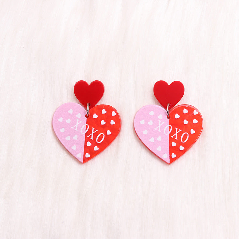 Wholesale Valentine's Day LOVE Contrasting Color Acrylic Earrings