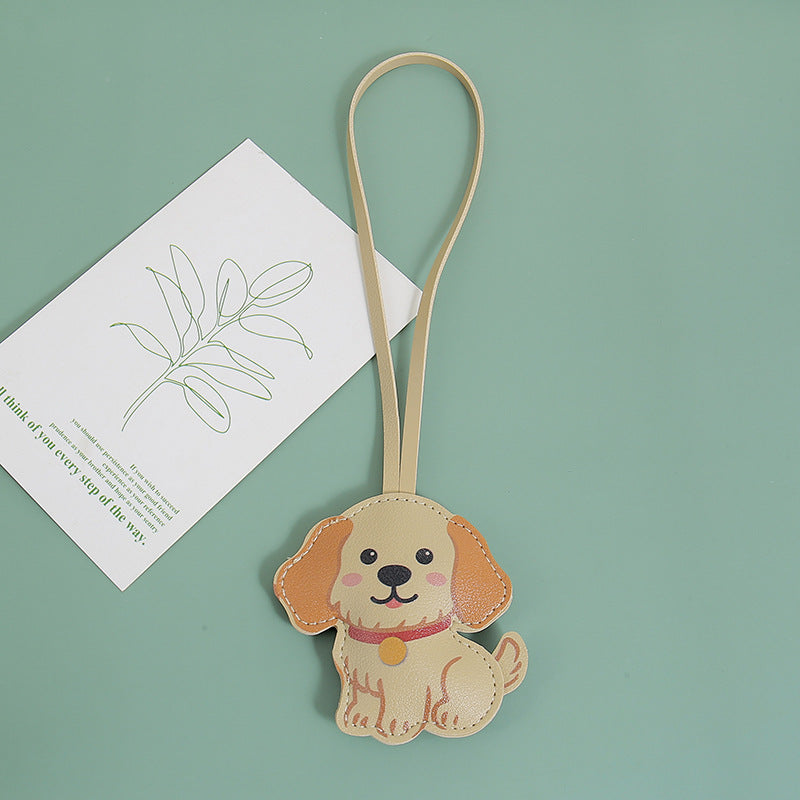 Wholesale Cute PU Leather Golden Retriever Puppy Keychain