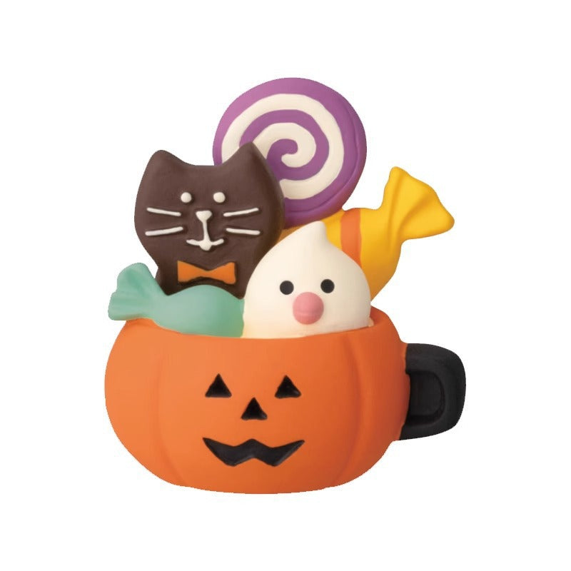 Wholesale  Themed Clown Cat Pumpkin Miniature Resin Scene Ornament For Home Decor Gift