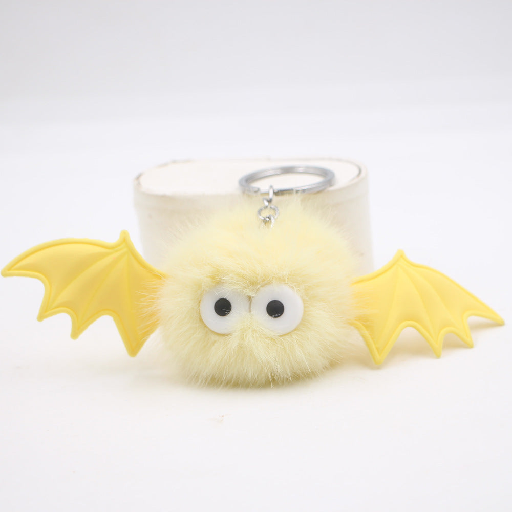 Wholesale Stylish  Black Bat Keychain Pendant Cute Plush Devil Design With Wings Zinc Alloy Hardware Bag Charm And Car Accessory