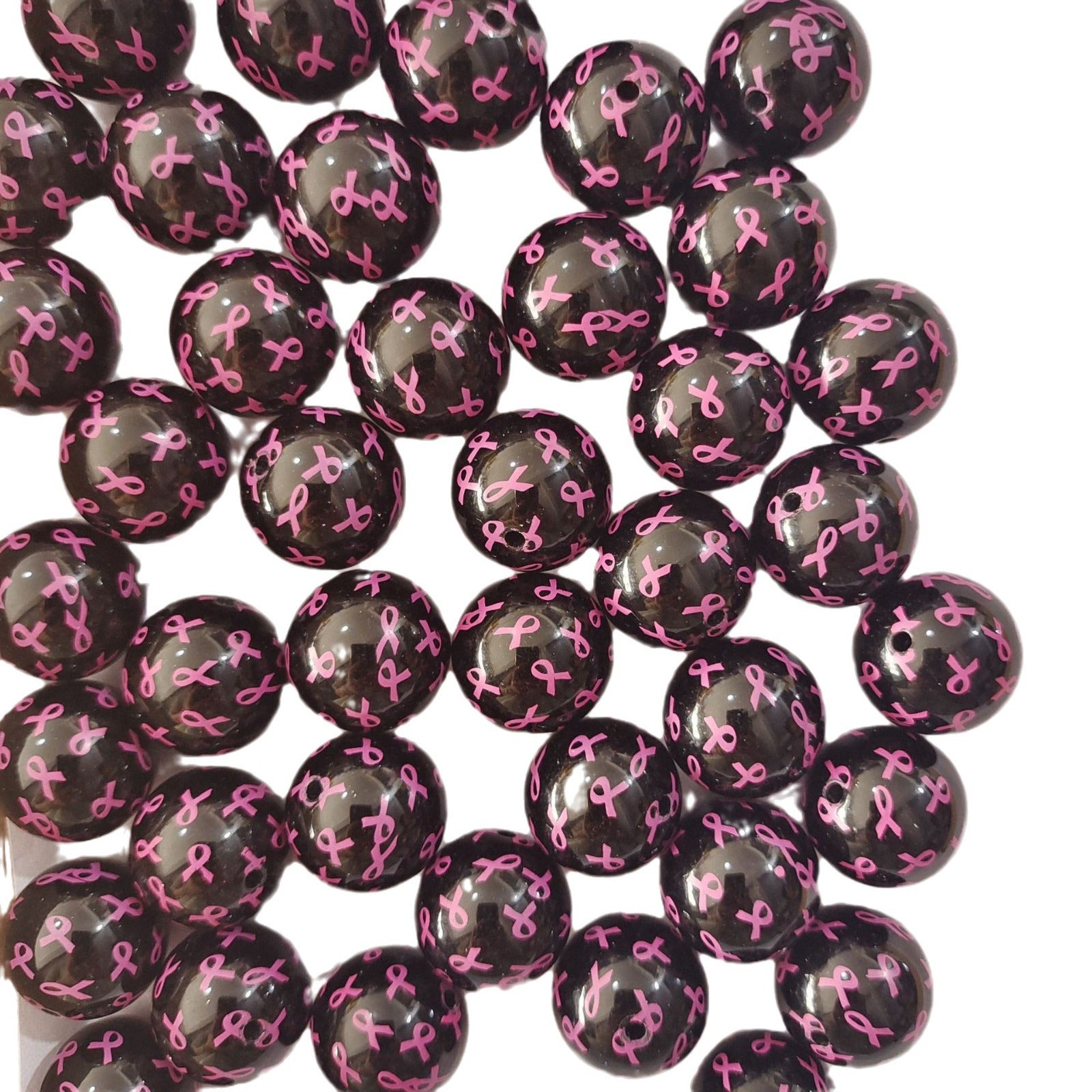 Wholesale 20MM Acrylic Black Bow Print Beads