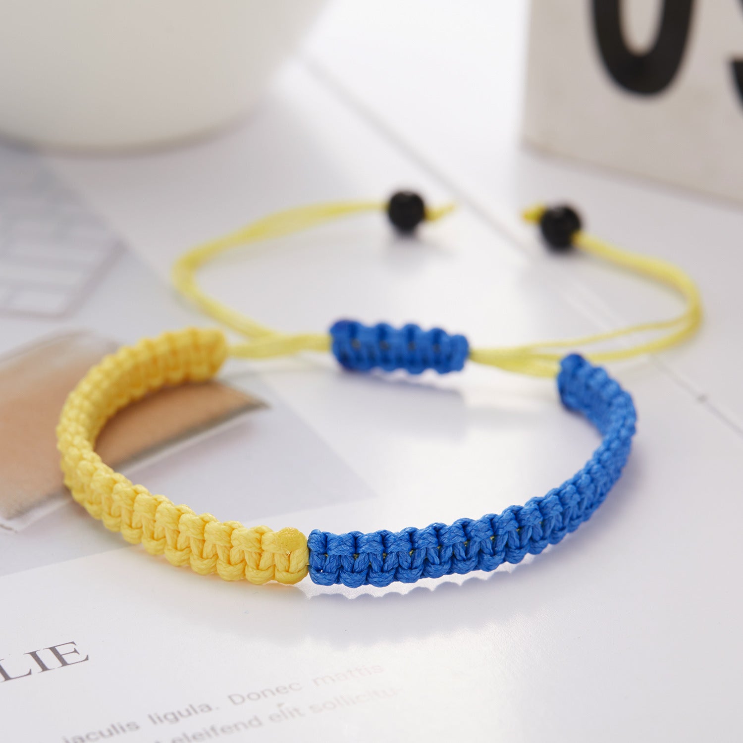 Wholesale Yellow Blue Braided Adjustable Bracelet