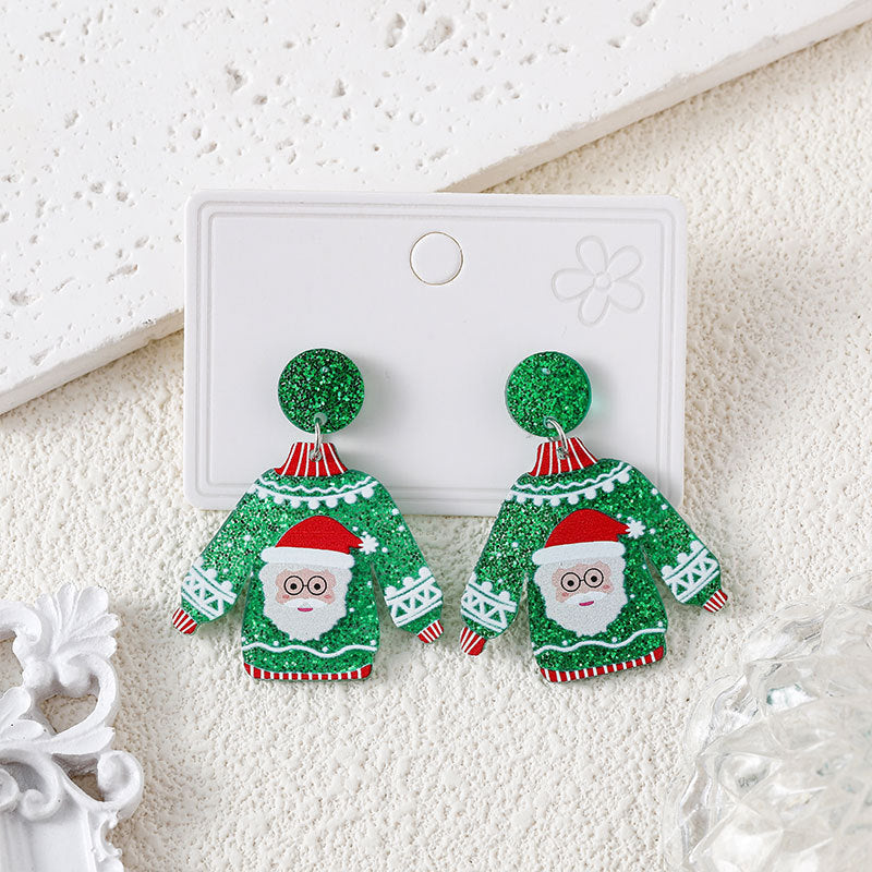 Wholesale Christmas Cute Christmas Tree Snowflake Earrings