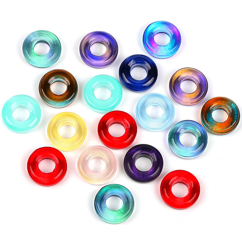 Wholesale 50pcs 10mm Glass Colorful Circle Large Hole Beads Glass Beads Spacer Beads Spacer