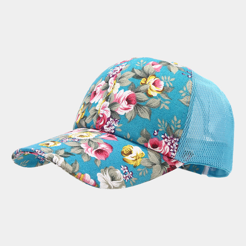 Capilla de béisbol de malla de mosaico de flores étnicas algodón al por mayor