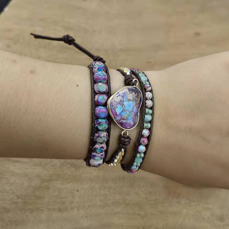 Wholesale Purple Emperor Stone Beaded Bracelet