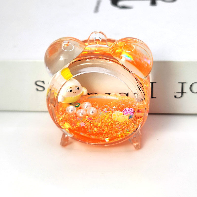 Wholesale Acrylic Oil-filled Double Drift Sand Bottle Key Chain Accessories