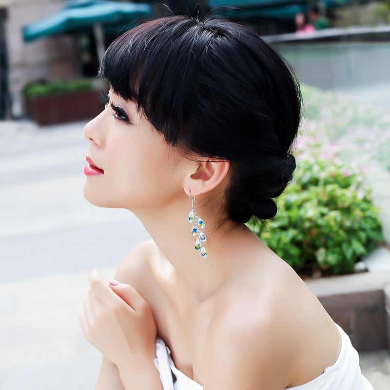 Wholesale Bead Curtain Long Water Drop Tassel Crystal Earrings