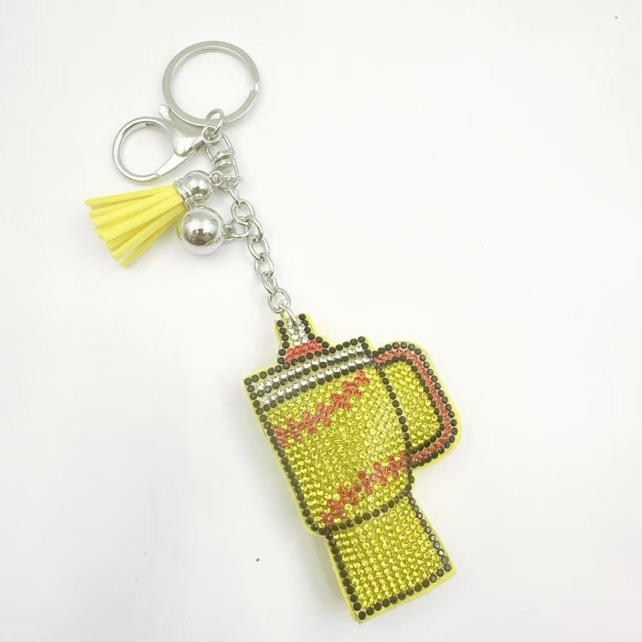 Wholesale Boutique Zinc Alloy Rhinestone Keychain Football Cup Design Bag Charm For Gift