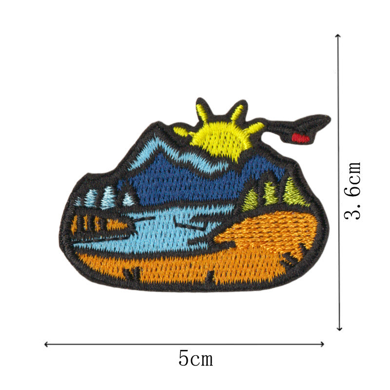 Wholesale 12 Piece Embroidered Patches Iron On Camping Hiking Nature Designs For Shoes Bags Coats