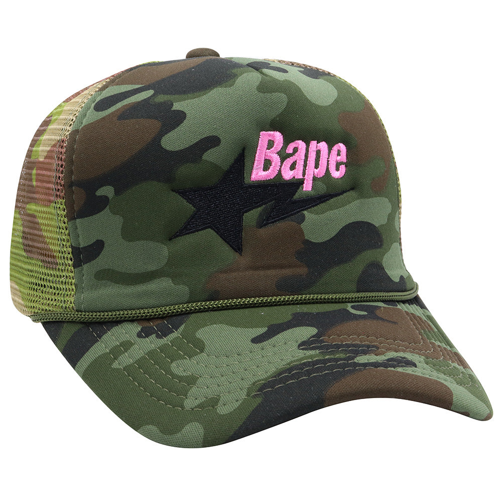 Wholesale Plaid Camouflage Embroidered Truck Hat Sun Protection Mesh Baseball Cap